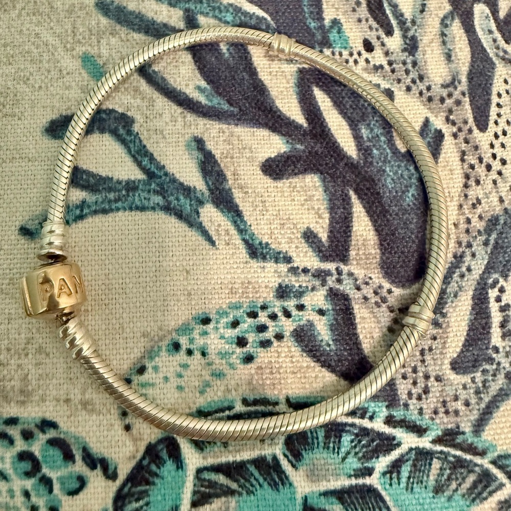 Authentic Pandora Sterling Silver 925 snake chain & 14k gold Clasp Bracelet